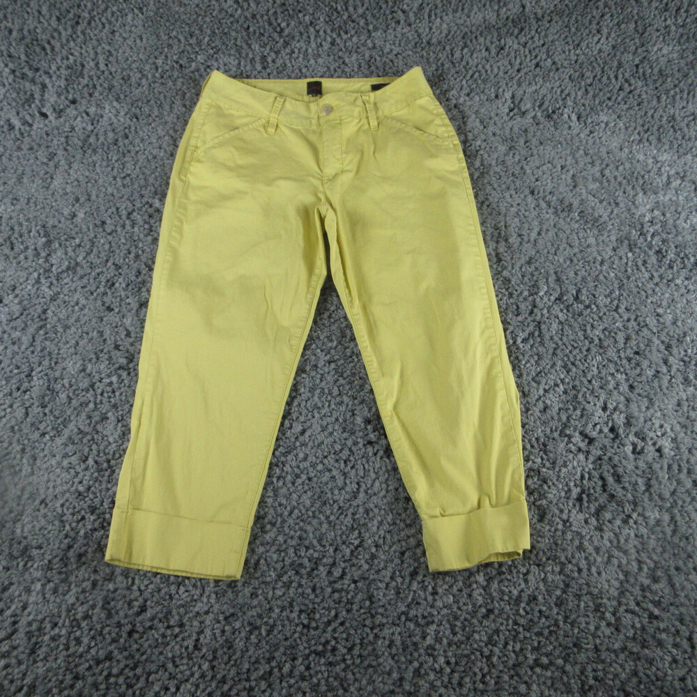 JAG Pants Womens 12 Yellow Slim Fit Staight Leg Cuffed Capri 31x22.5*